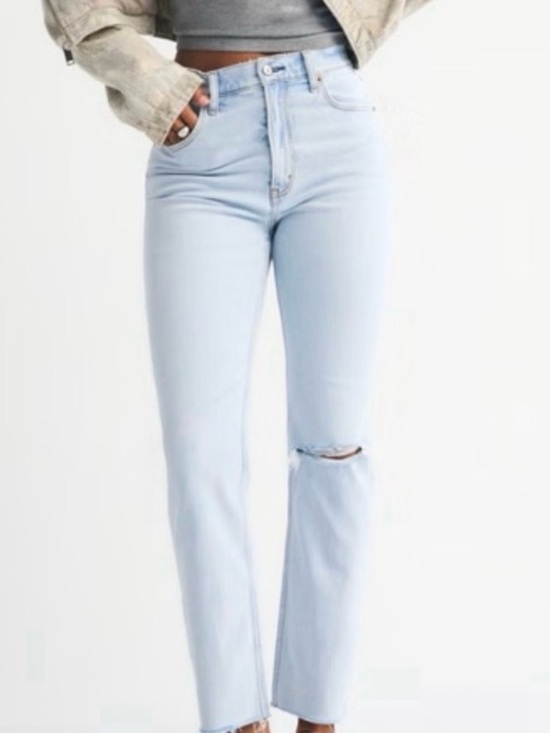Abercrombie & Fitch Denim - Abercrombie Distressed Curve Love Ankle Straight Ultra High Rise Jeans Sz 31